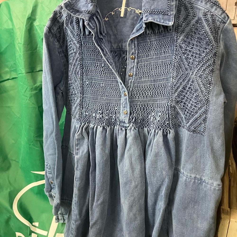 Free People Indigo Blue denim Tunic Top - Picture 6 of 8